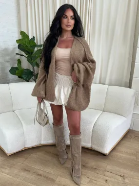 ARIA TAN OVERSIZED KNIT CARDIGAN