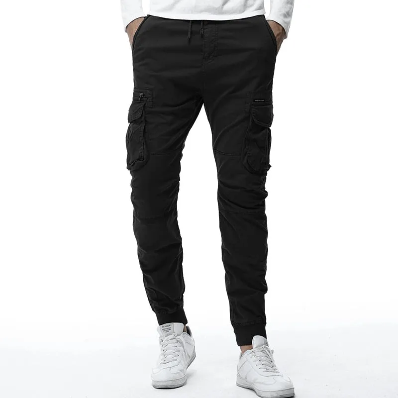 Athletic Style Ribbed Ankle Tactical Cargo Pants