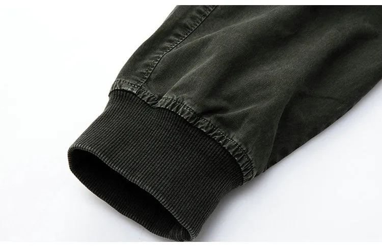Athletic Style Ribbed Ankle Tactical Cargo Pants