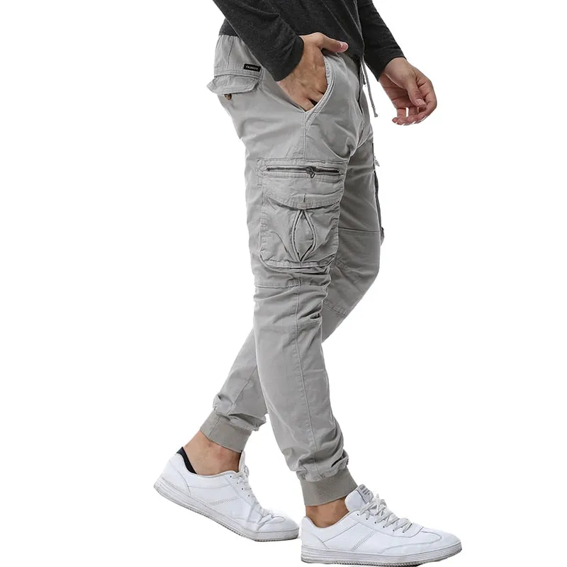 Athletic Style Ribbed Ankle Tactical Cargo Pants