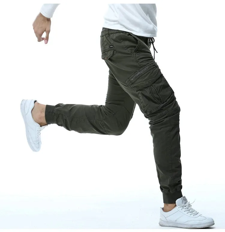 Athletic Style Ribbed Ankle Tactical Cargo Pants