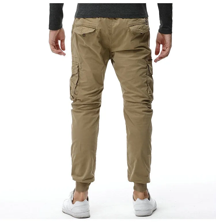 Athletic Style Ribbed Ankle Tactical Cargo Pants