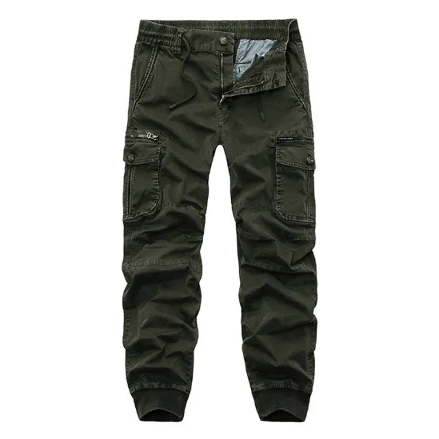 Athletic Style Ribbed Ankle Tactical Cargo Pants