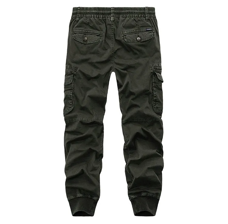 Athletic Style Ribbed Ankle Tactical Cargo Pants