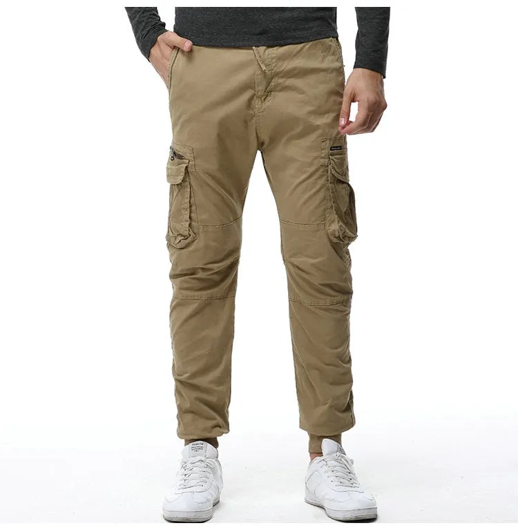 Athletic Style Ribbed Ankle Tactical Cargo Pants