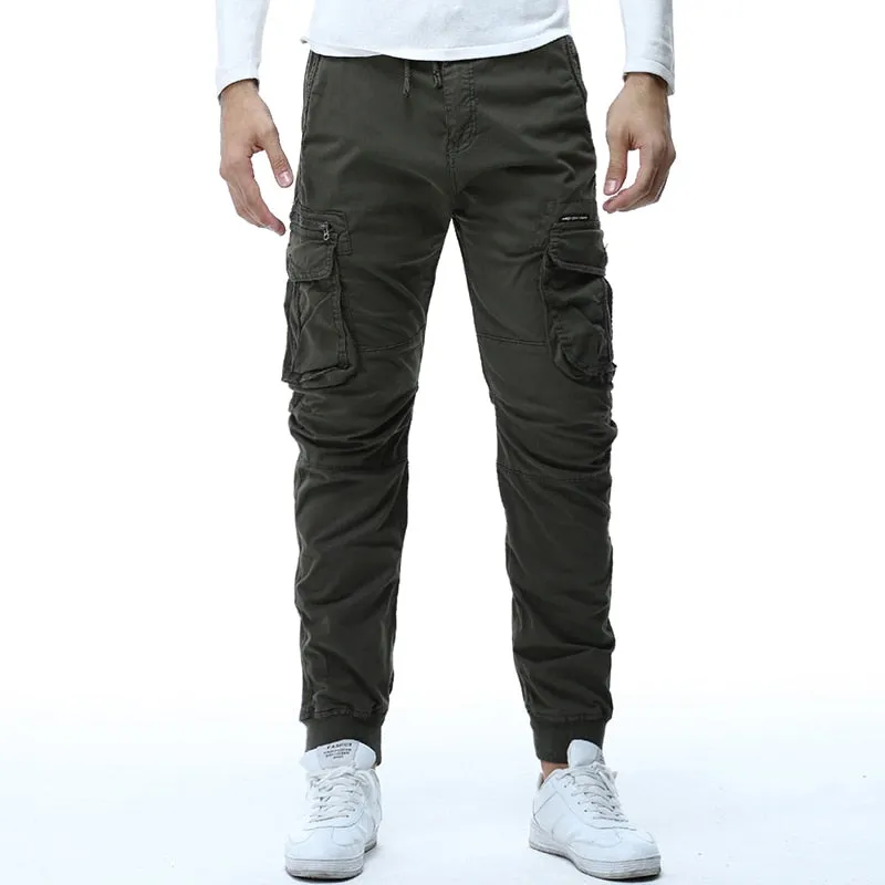 Athletic Style Ribbed Ankle Tactical Cargo Pants