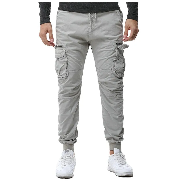 Athletic Style Ribbed Ankle Tactical Cargo Pants