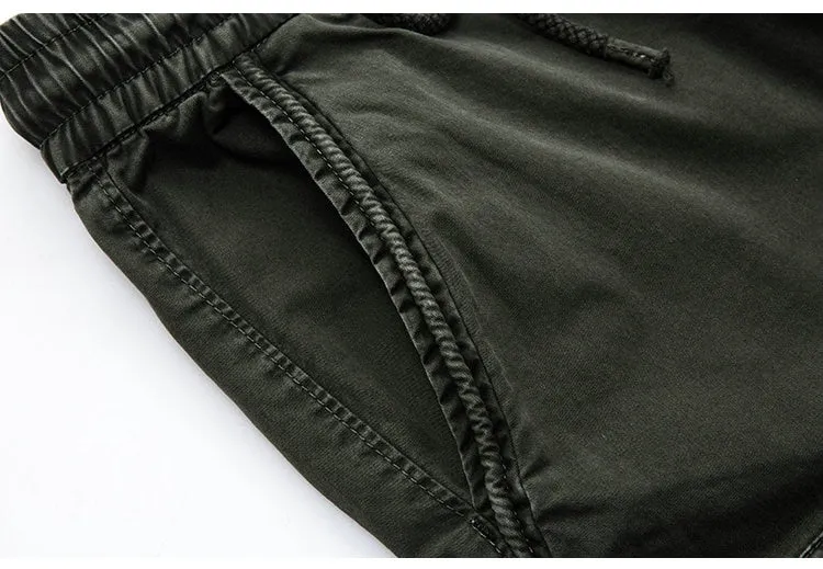 Athletic Style Ribbed Ankle Tactical Cargo Pants