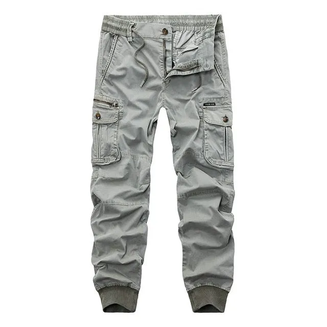 Athletic Style Ribbed Ankle Tactical Cargo Pants