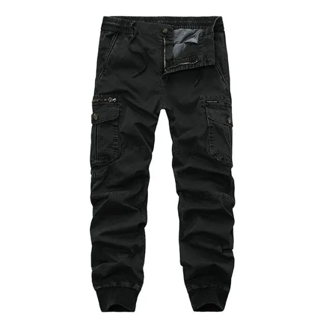 Athletic Style Ribbed Ankle Tactical Cargo Pants