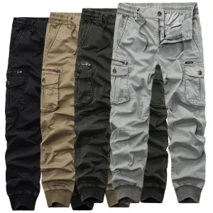 Athletic Style Ribbed Ankle Tactical Cargo Pants