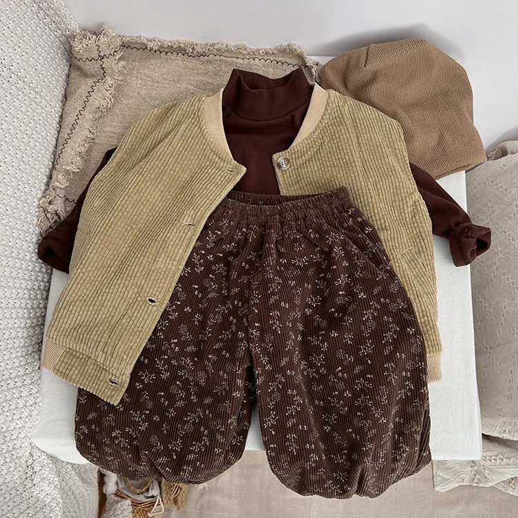 Baby Girl Ditsy Flower Pattern Corduroy Fabric Loose Thickened Pants In Winter by MyKids-USA™