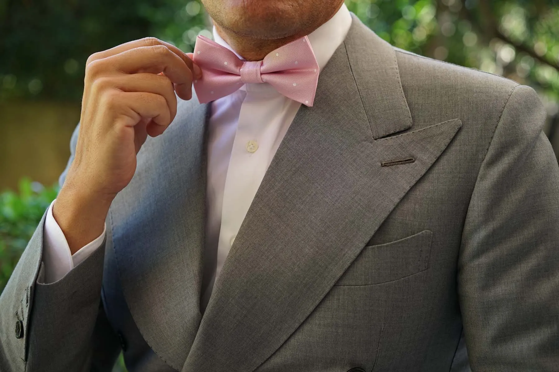 Baby Pink with White Polka Dots Bow Tie