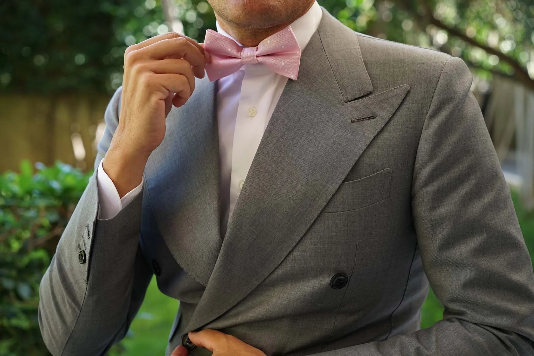 Baby Pink with White Polka Dots Bow Tie