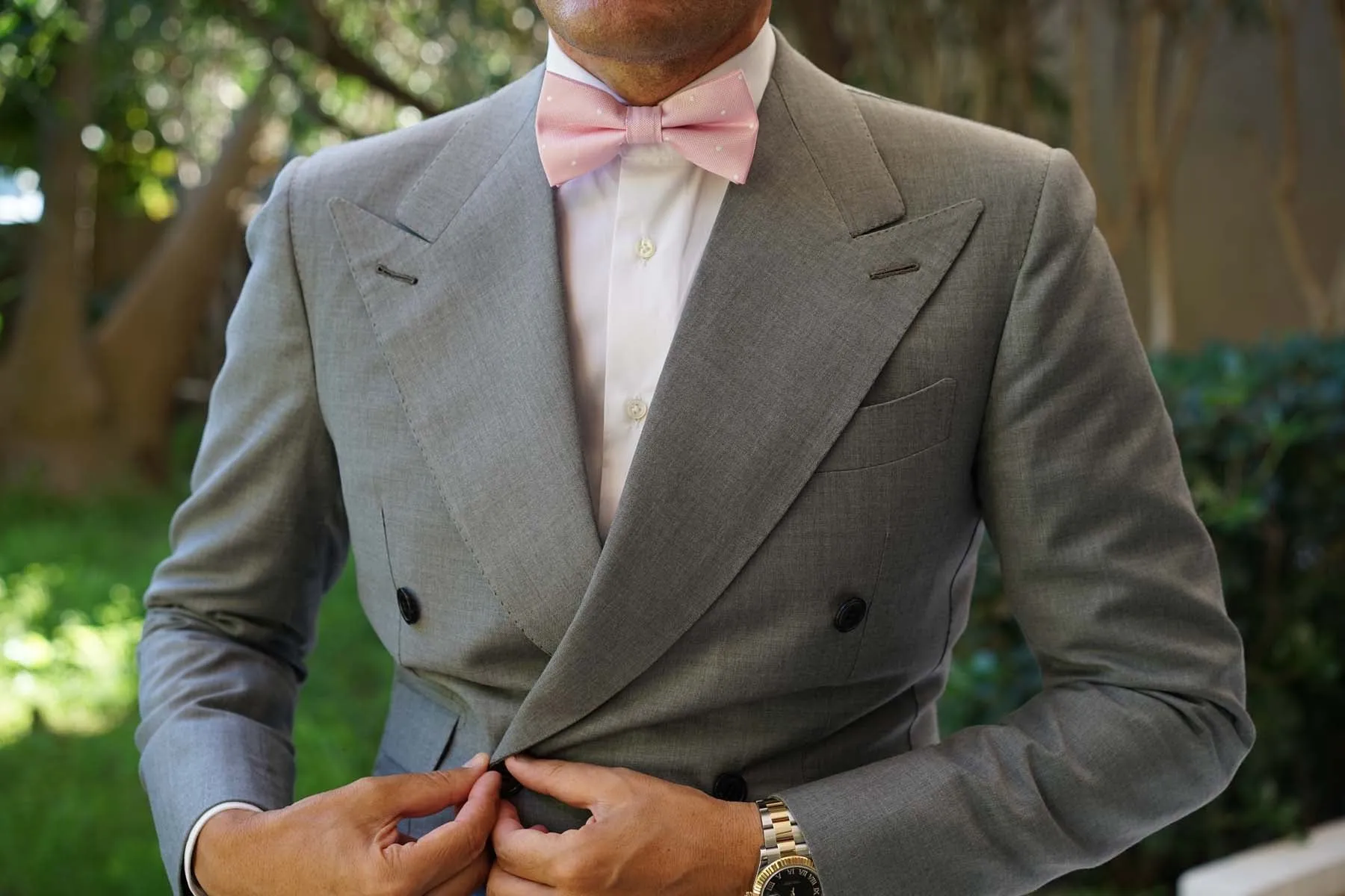 Baby Pink with White Polka Dots Bow Tie