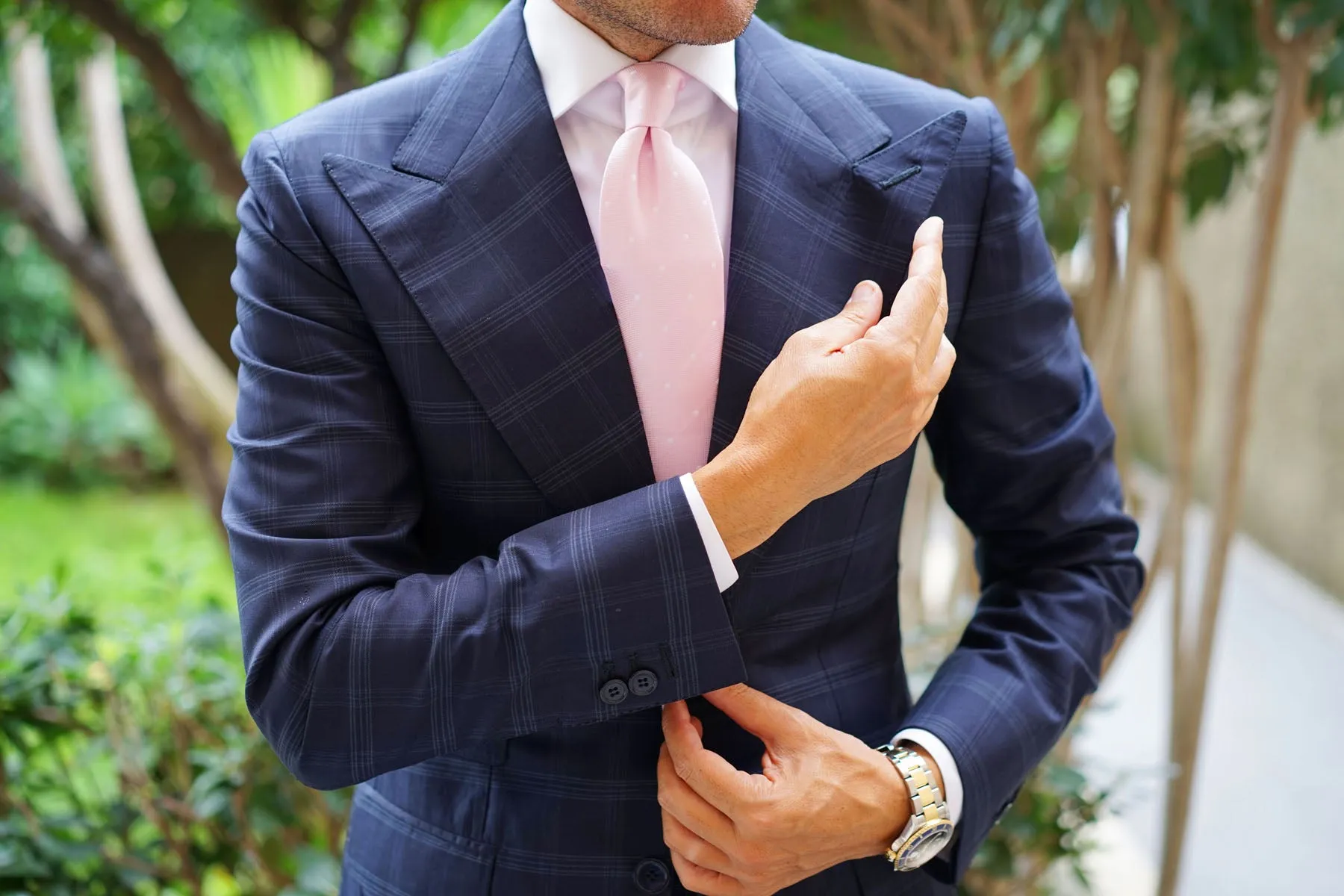 Baby Pink with White Polka Dots Necktie