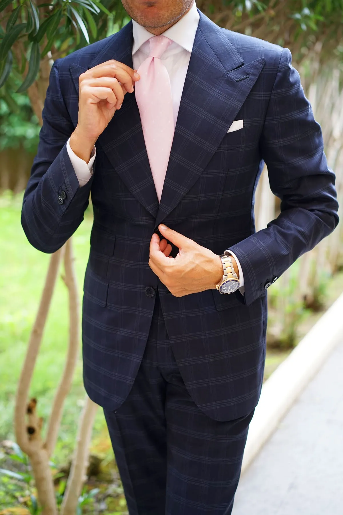 Baby Pink with White Polka Dots Necktie