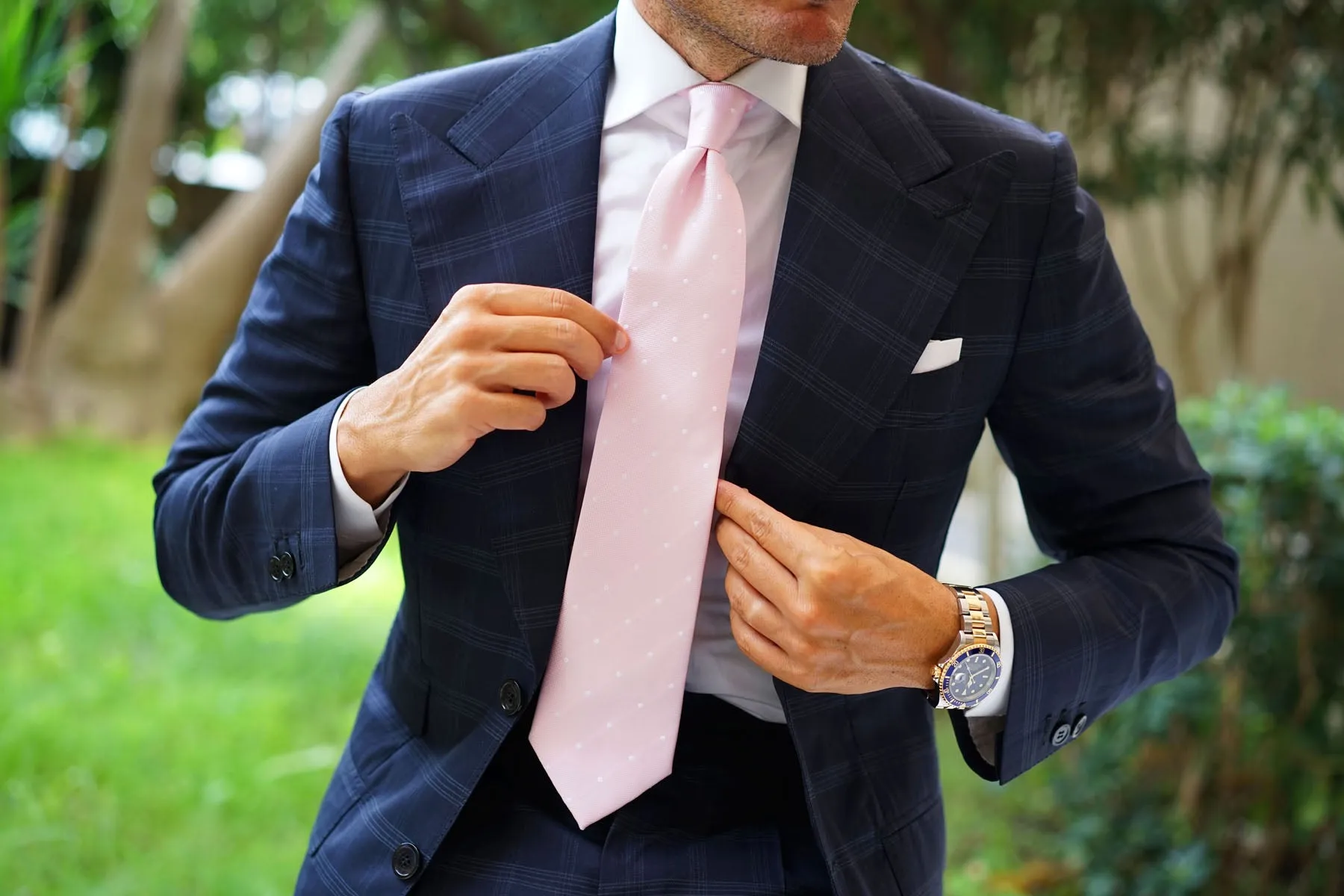 Baby Pink with White Polka Dots Necktie