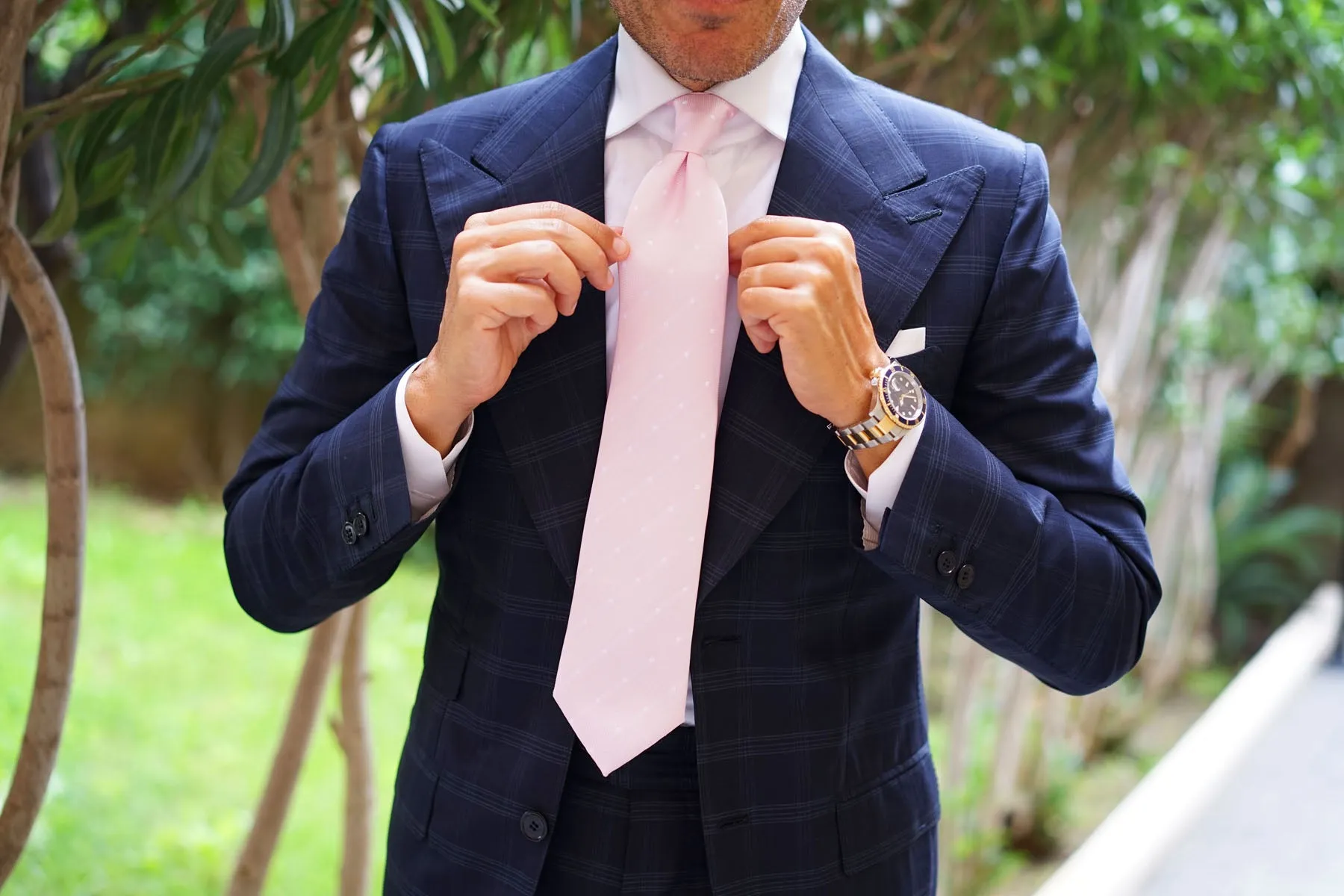 Baby Pink with White Polka Dots Necktie