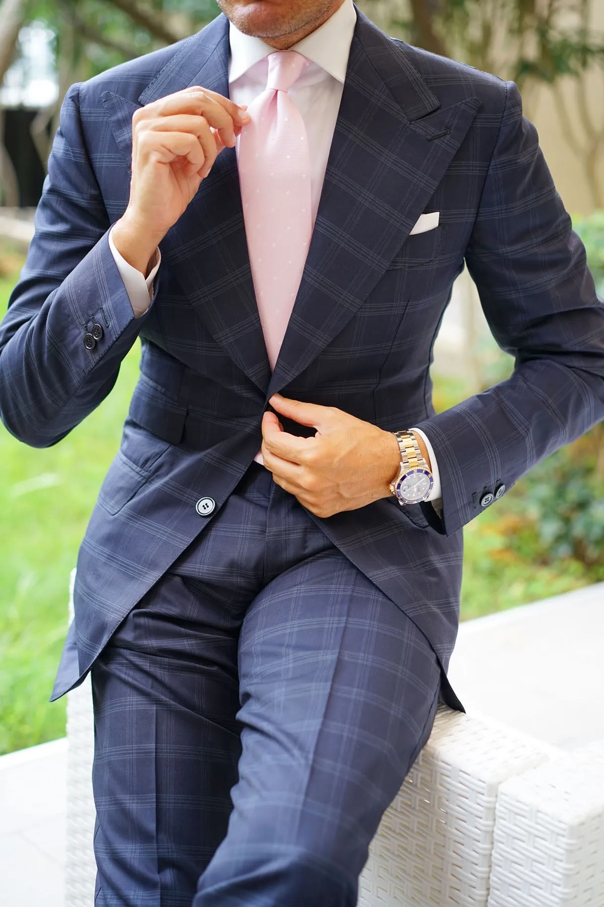 Baby Pink with White Polka Dots Necktie