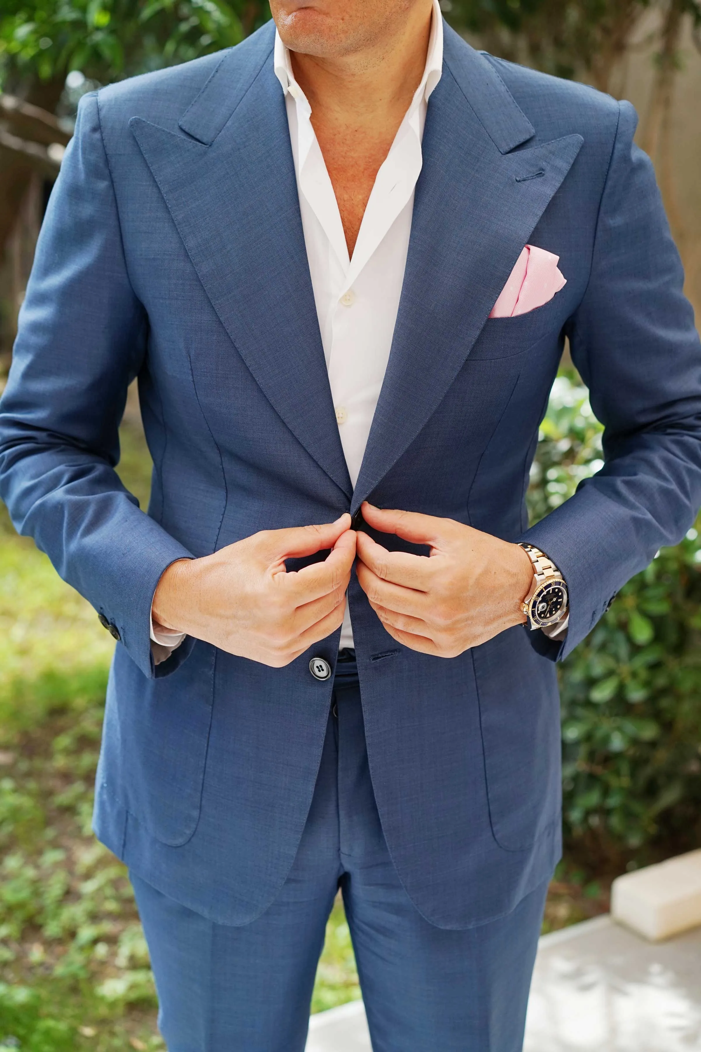 Baby Pink with White Polka Dots Pocket Square