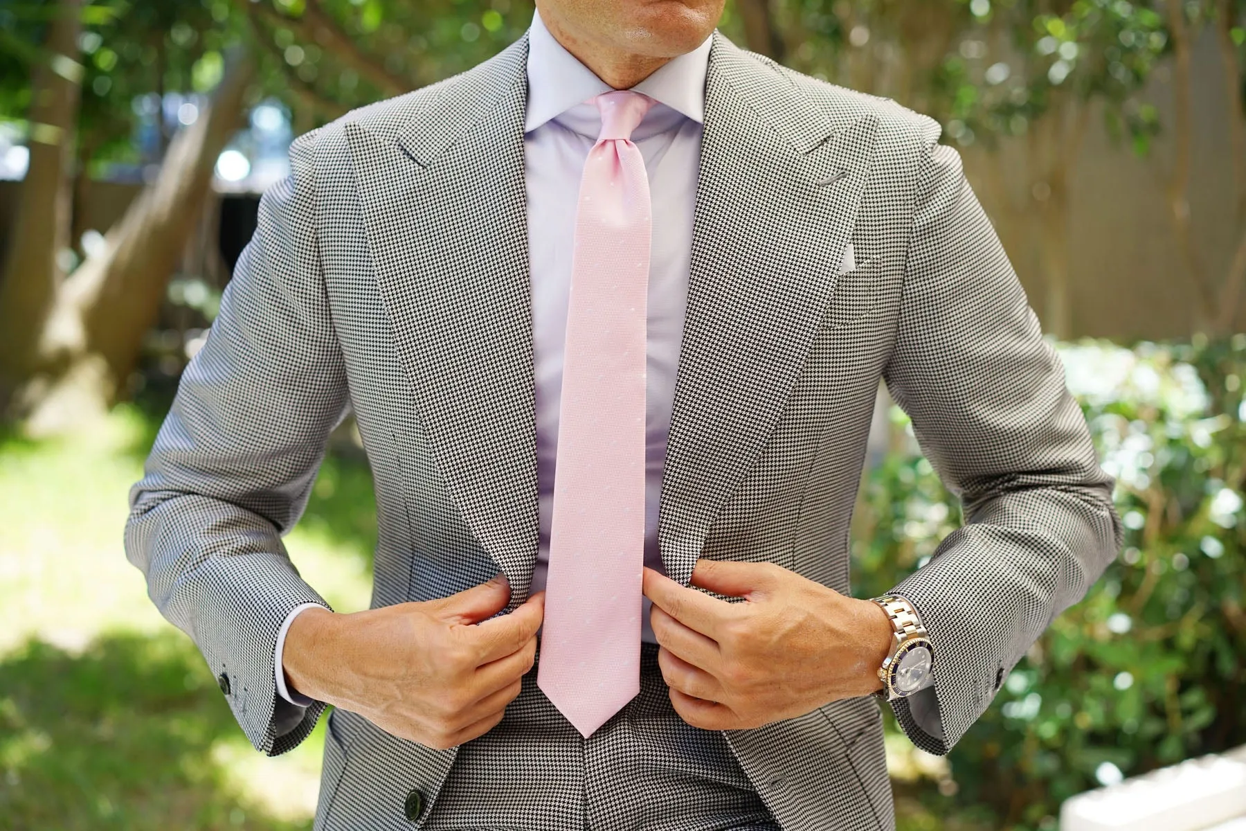 Baby Pink with White Polka Dots Skinny Tie