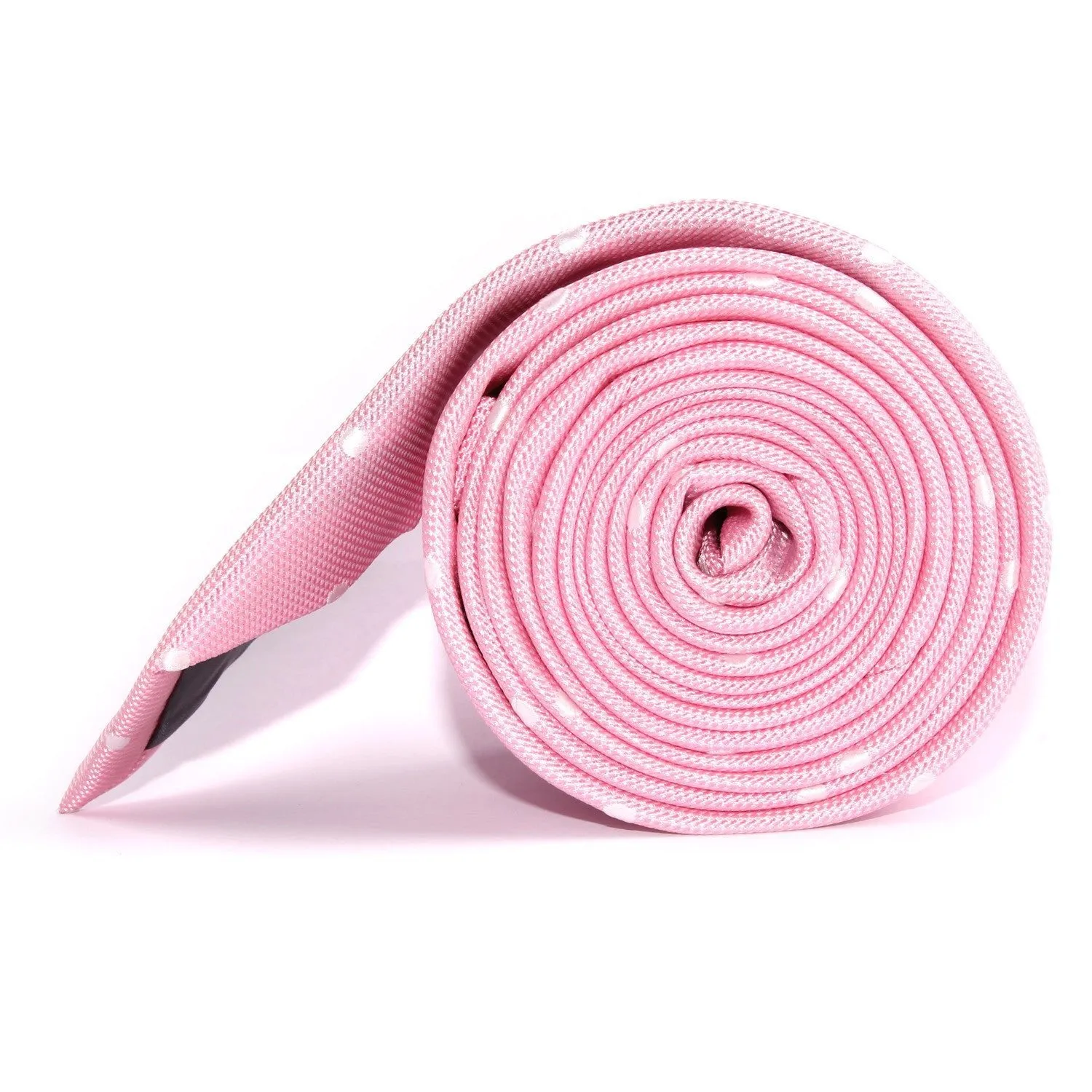 Baby Pink with White Polka Dots Skinny Tie