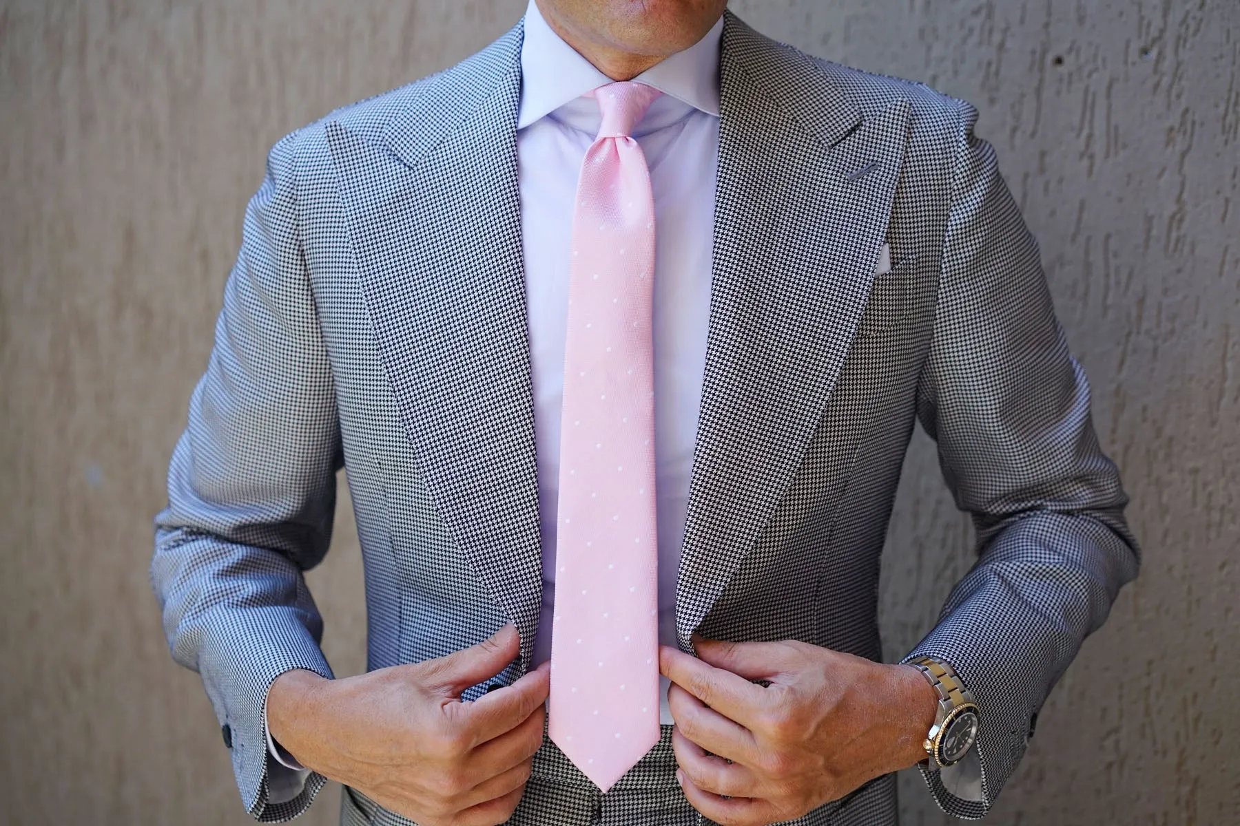 Baby Pink with White Polka Dots Skinny Tie