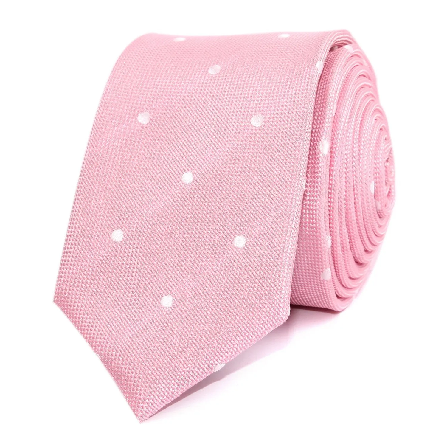 Baby Pink with White Polka Dots Skinny Tie