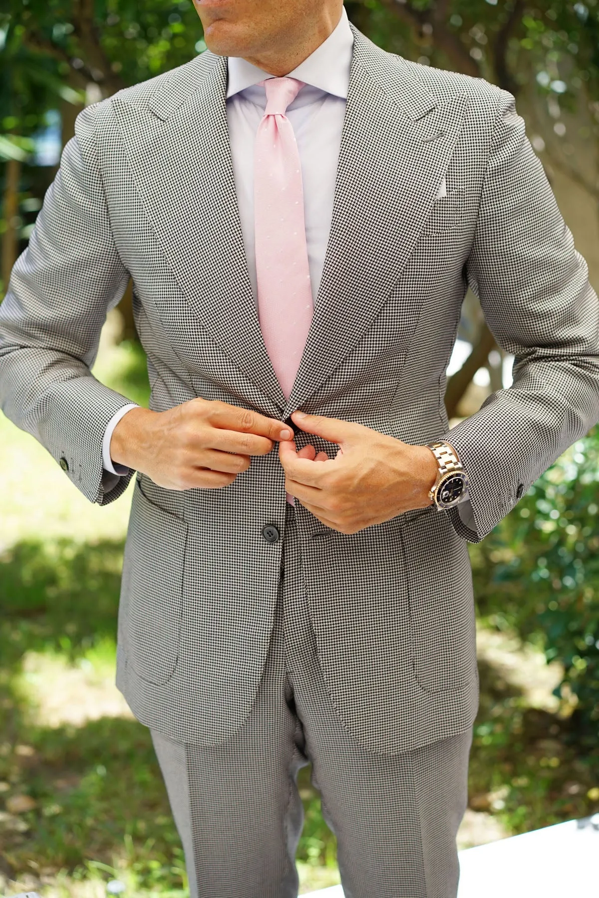 Baby Pink with White Polka Dots Skinny Tie