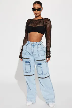 Back In The Day Cargo Jeans - Light Wash
