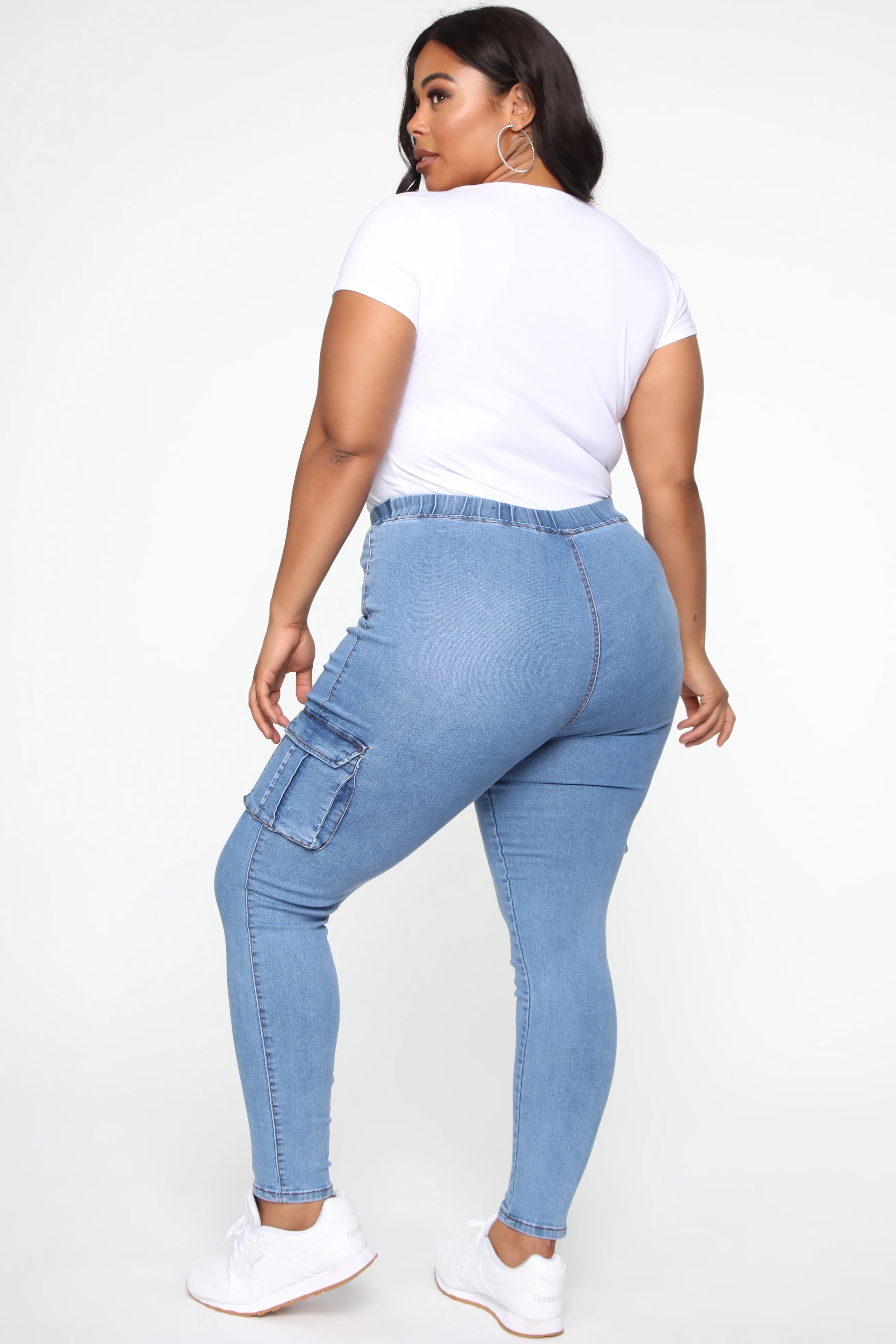 Bad Mamma Jamma Cargo Jeans - Medium Blue Wash