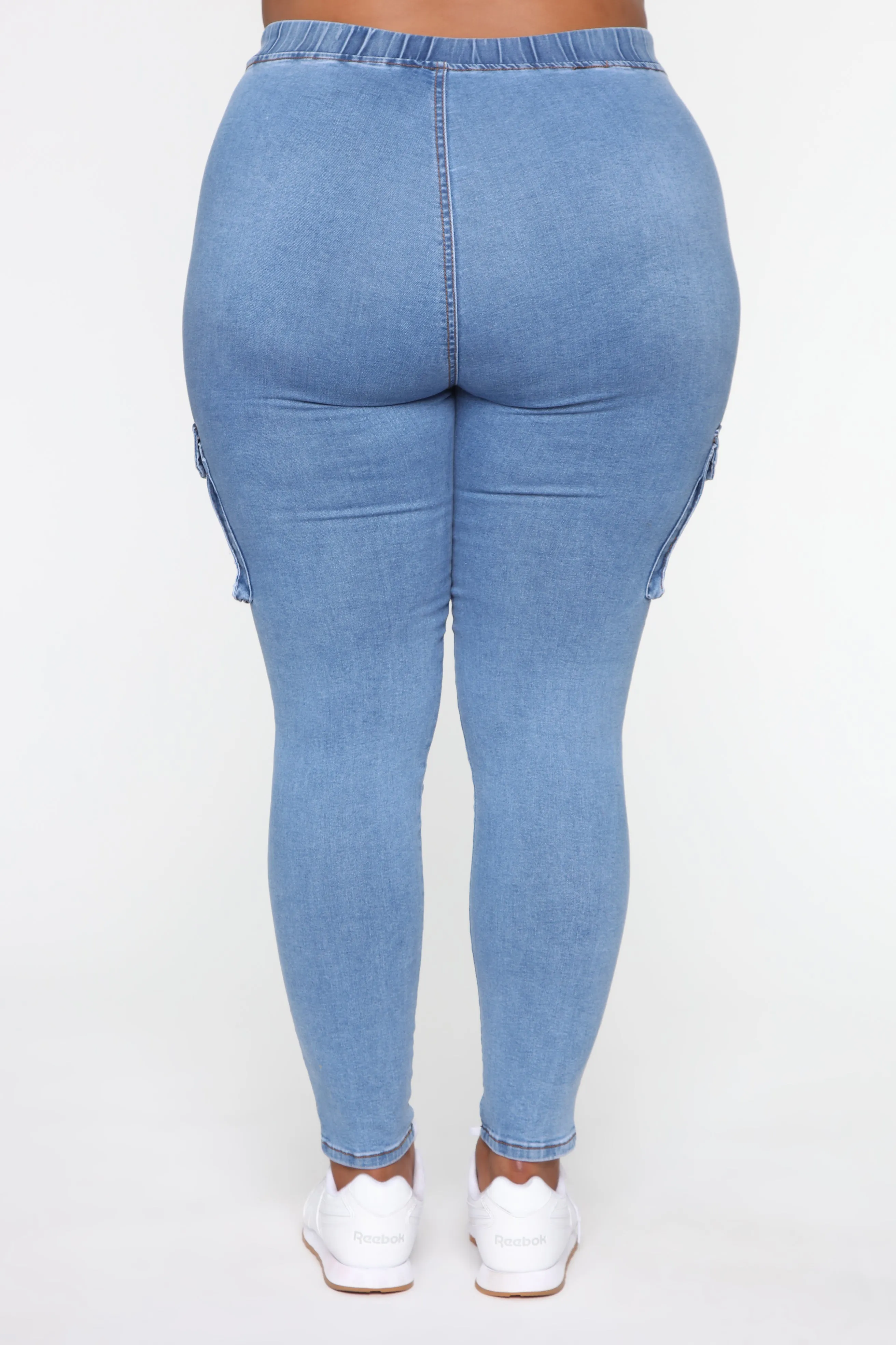 Bad Mamma Jamma Cargo Jeans - Medium Blue Wash