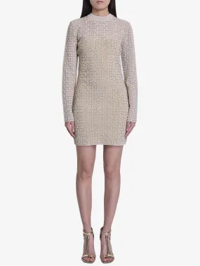 BALMAIN Labyrinth Monogram Long-Sleeved Dress