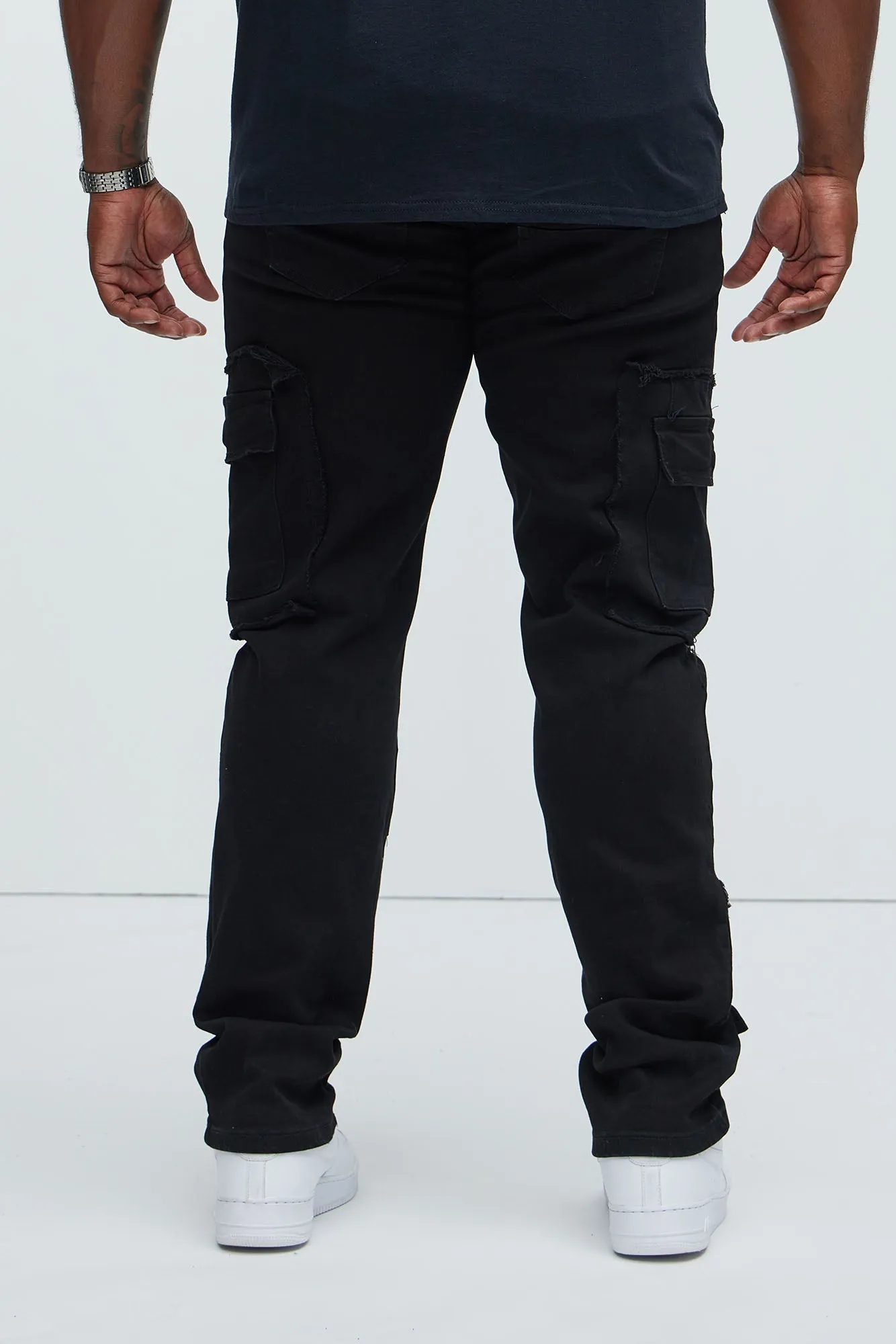 Be That Frayed Cargo Straight Jeans - Black