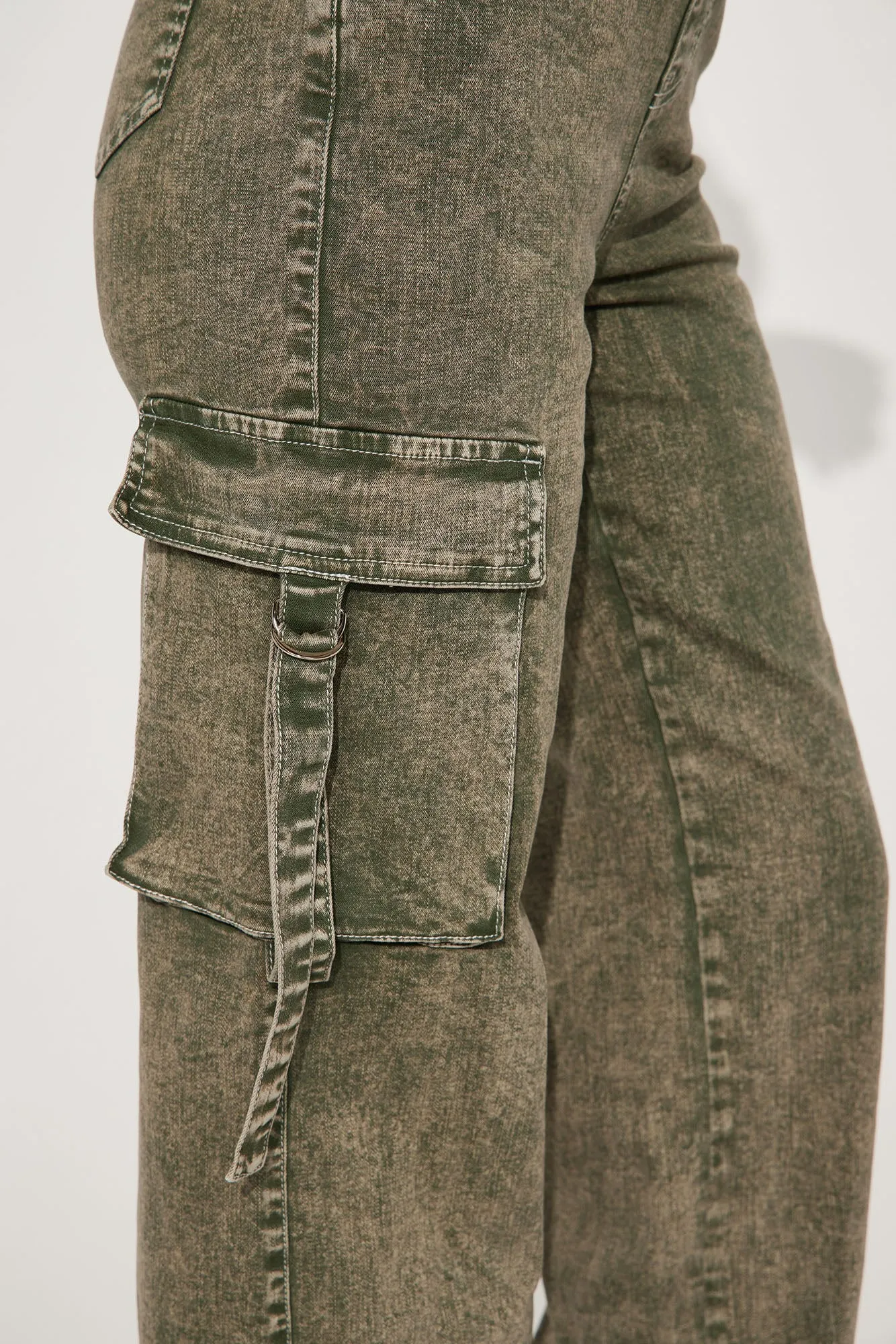 Been There Before Cargo Non Stretch Denim Overalls - Green