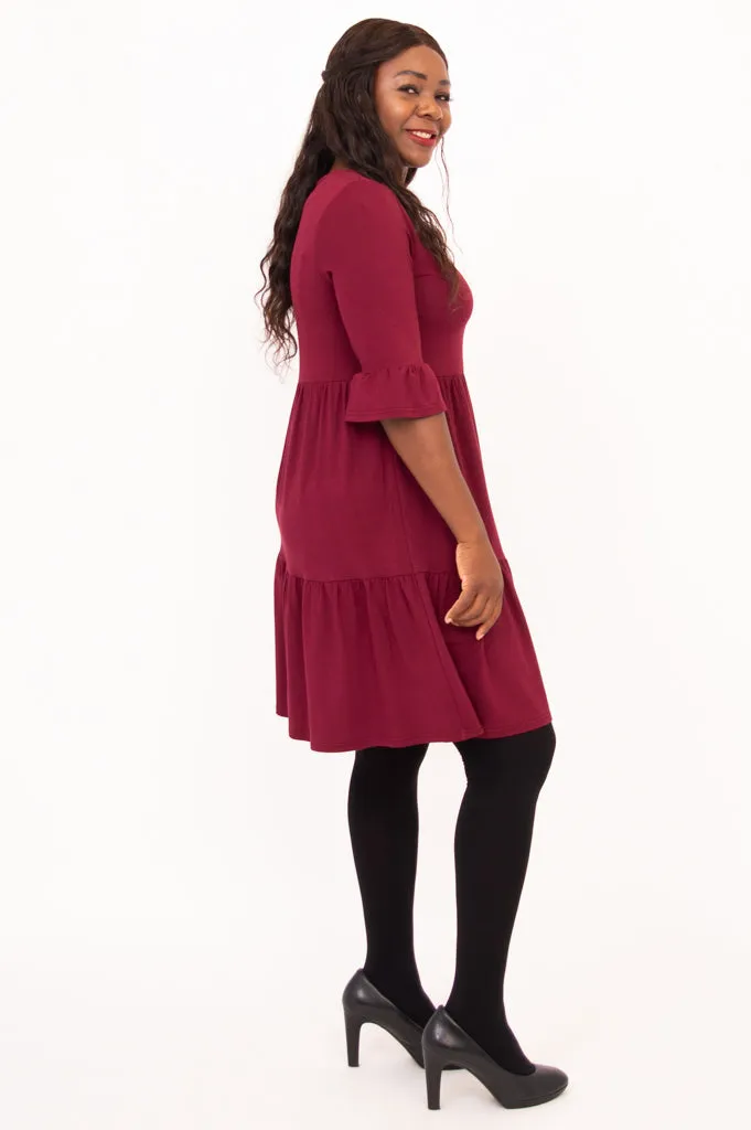 Bernadette Dress, Burgundy, Bamboo