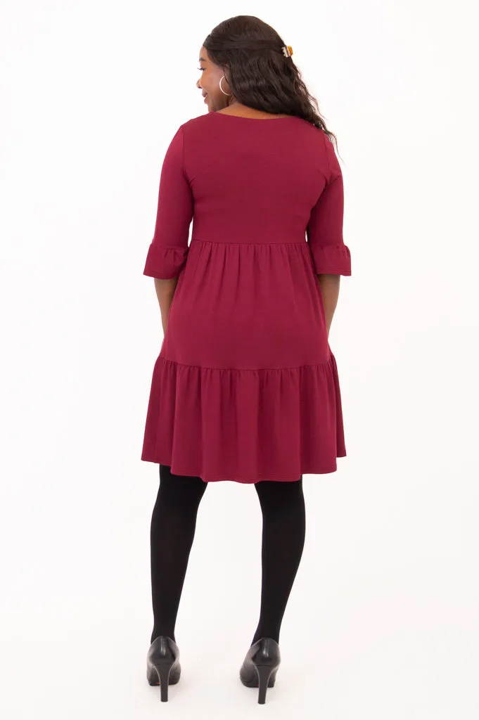 Bernadette Dress, Burgundy, Bamboo