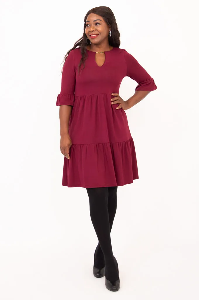 Bernadette Dress, Burgundy, Bamboo