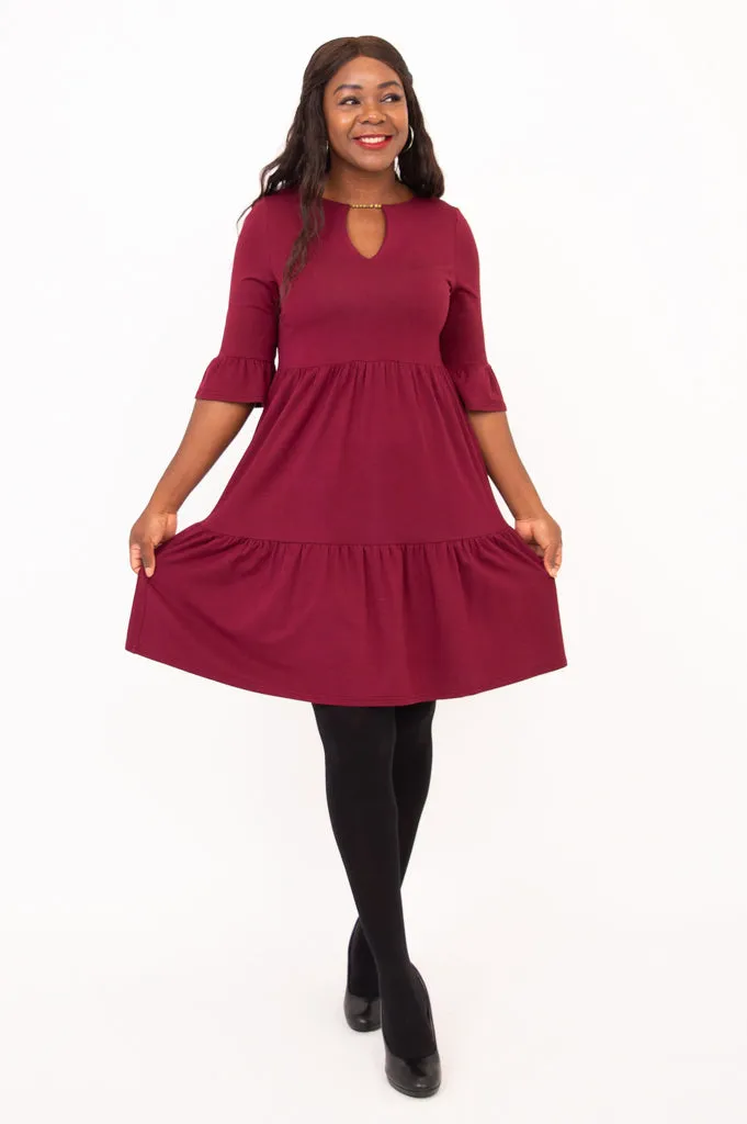 Bernadette Dress, Burgundy, Bamboo