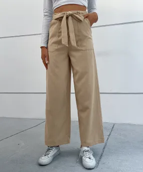 BerriesJam - 2024 Solid Corduroy Belted Wide Leg Pants