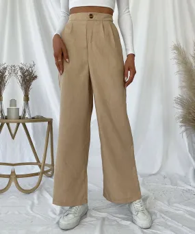 BerriesJam - 2024 Solid Pleat Front Corduroy Casual Wide Leg Pants