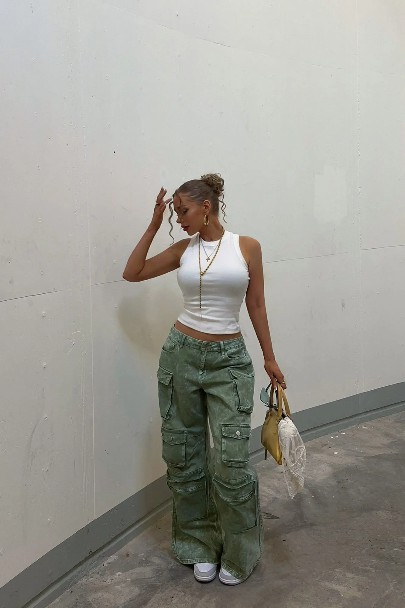 Billie Low Slung Cargo Jeans - Green