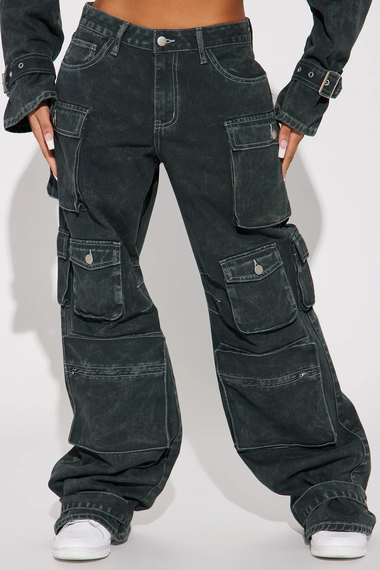 Billie Low Slung Cargo Jeans - Olive