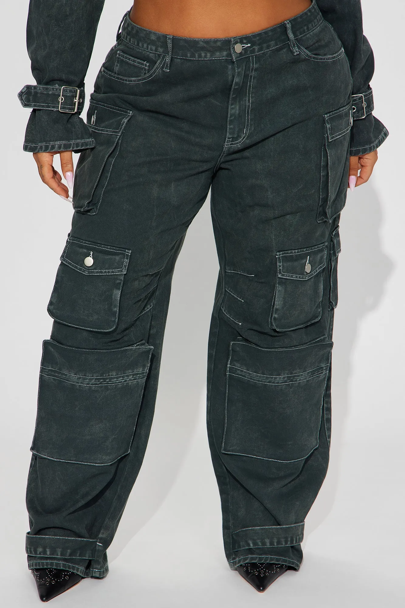 Billie Low Slung Cargo Jeans - Olive