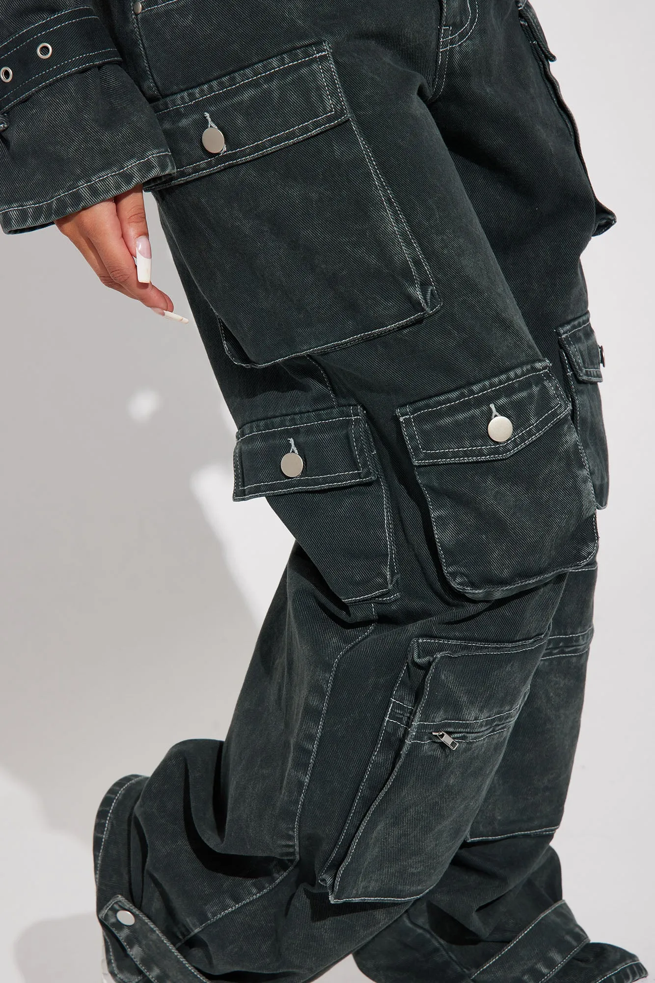 Billie Low Slung Cargo Jeans - Olive