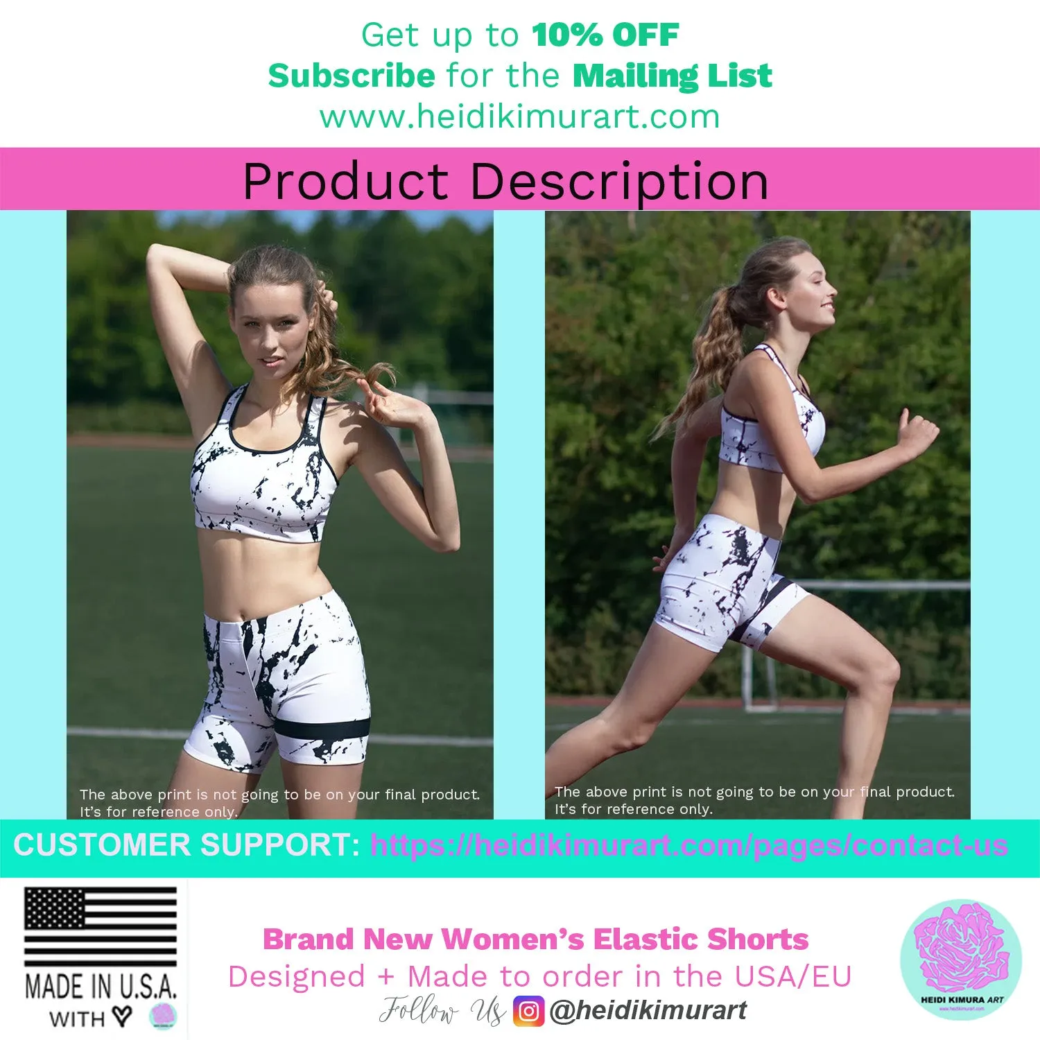 Black Blue Curvy Shorts, Abstract Wavy Women's Short Tights For Gym-Made in USA/EU/MX