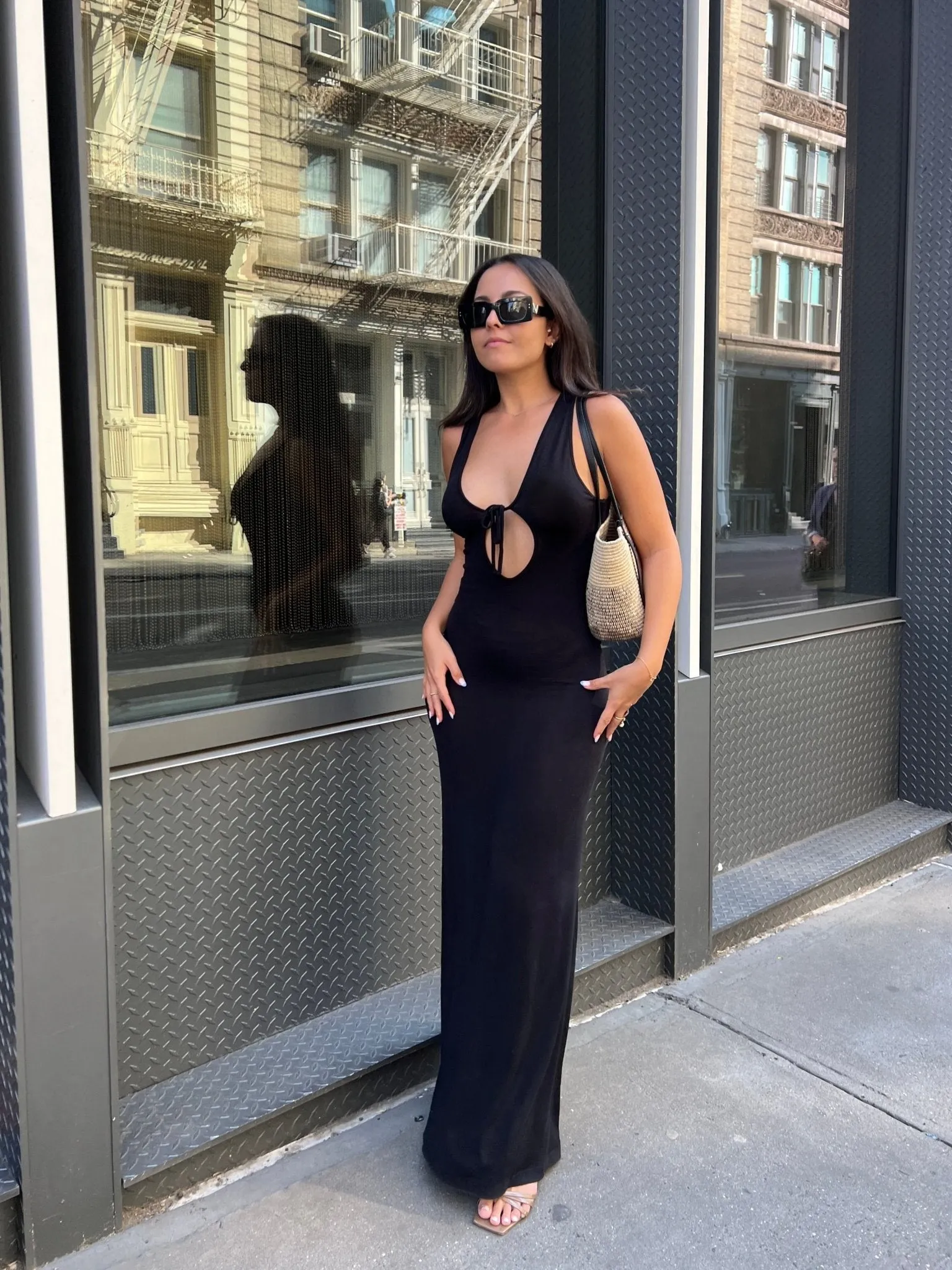 Black Front Tie Aria Maxi Dress