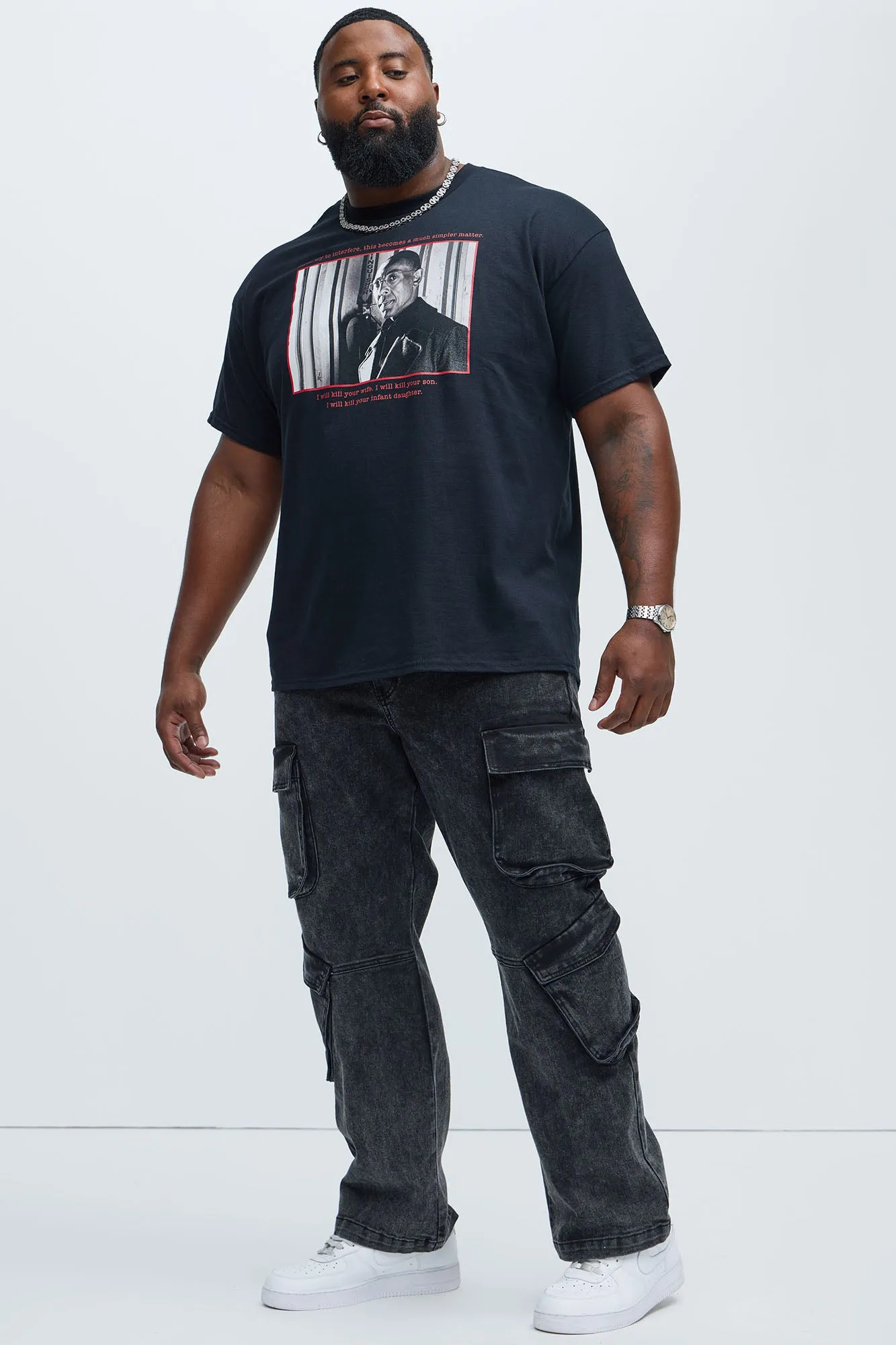 Black Jack Mike Straight Cargo Jeans - Black Wash