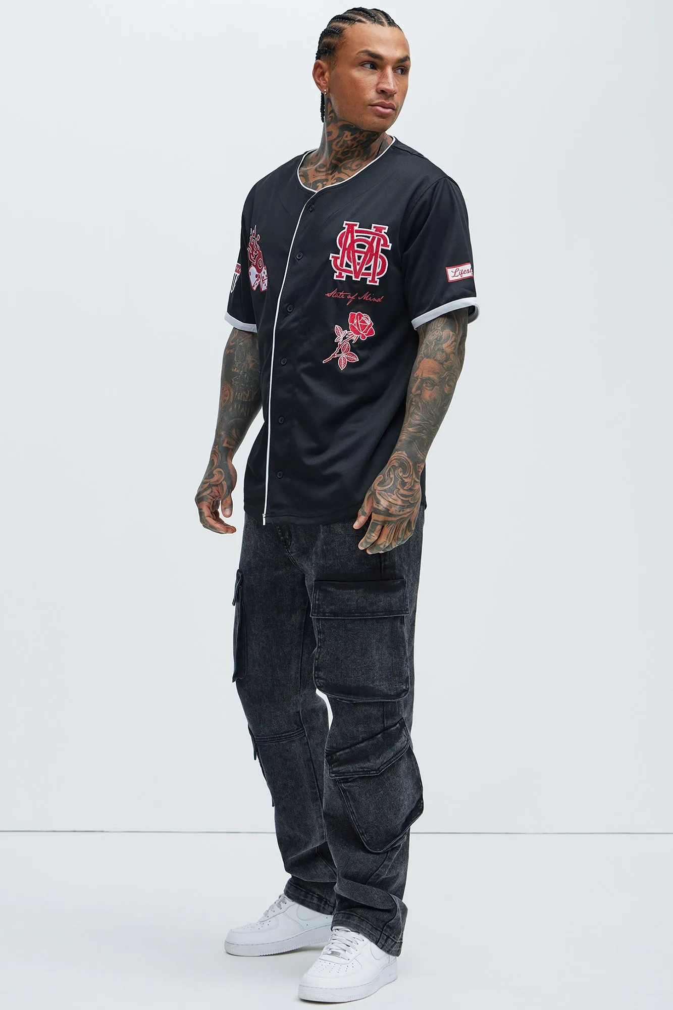 Black Jack Mike Straight Cargo Jeans - Black Wash